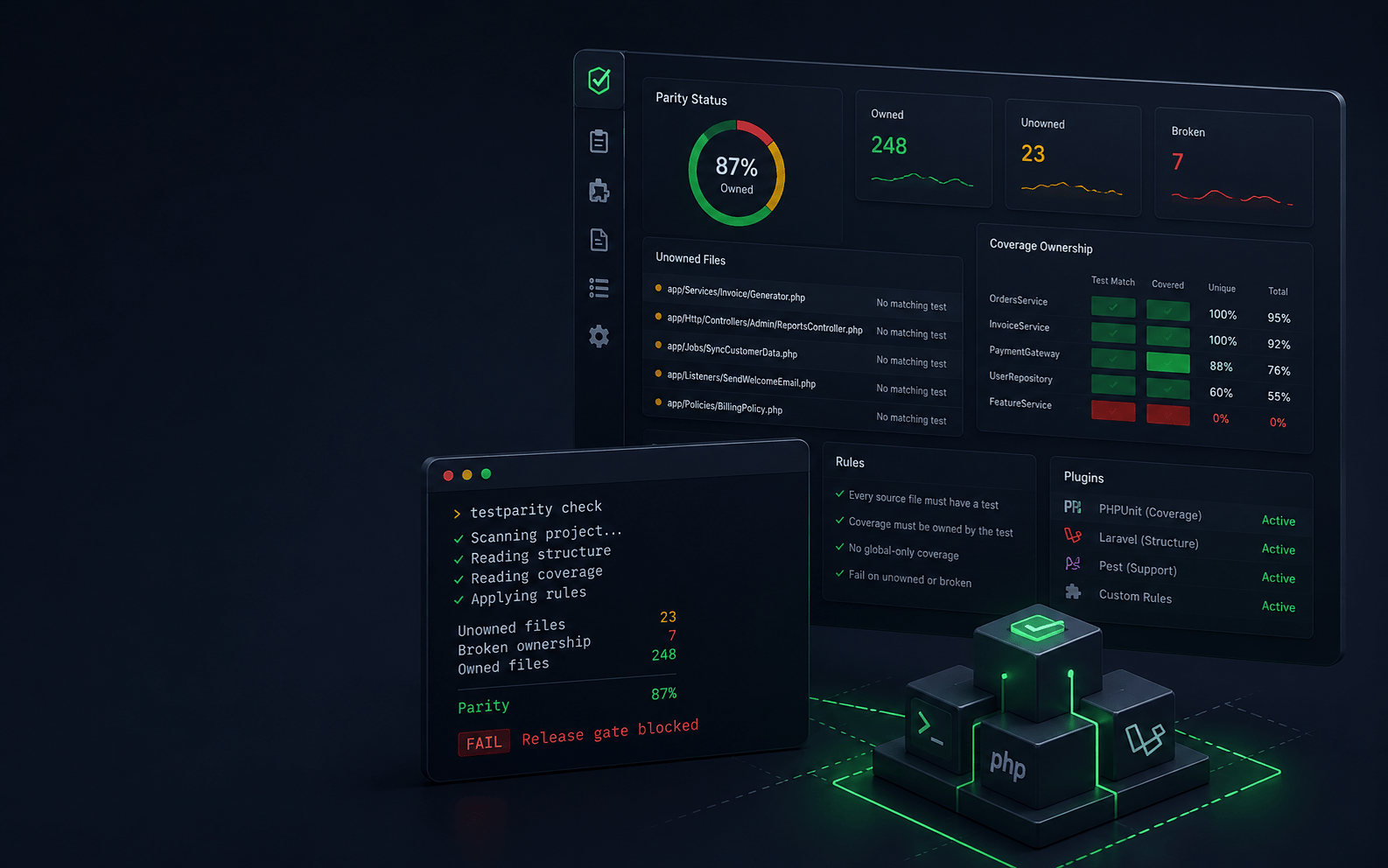 Per-file test coverage checks for CI