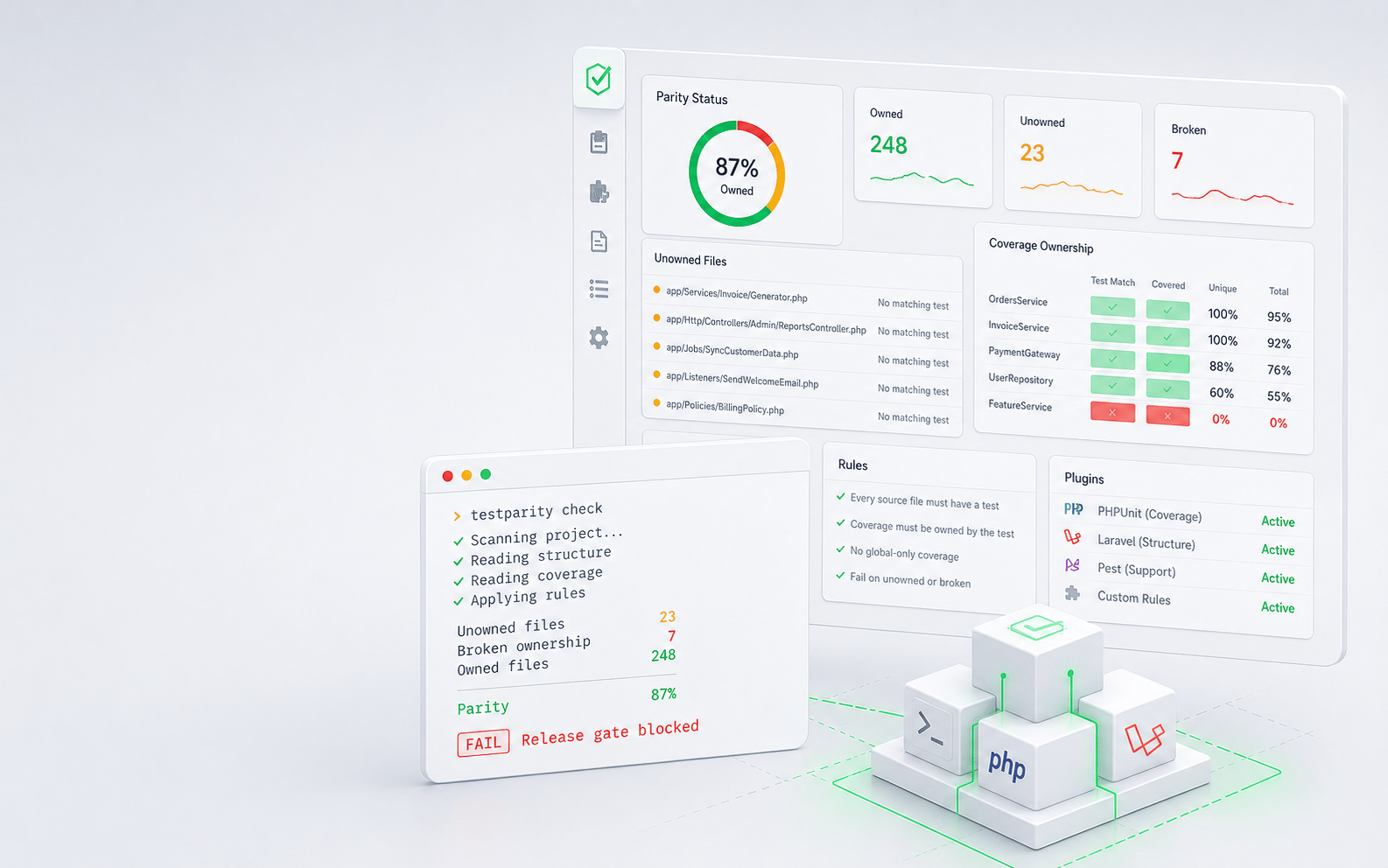 Per-file test coverage checks for CI