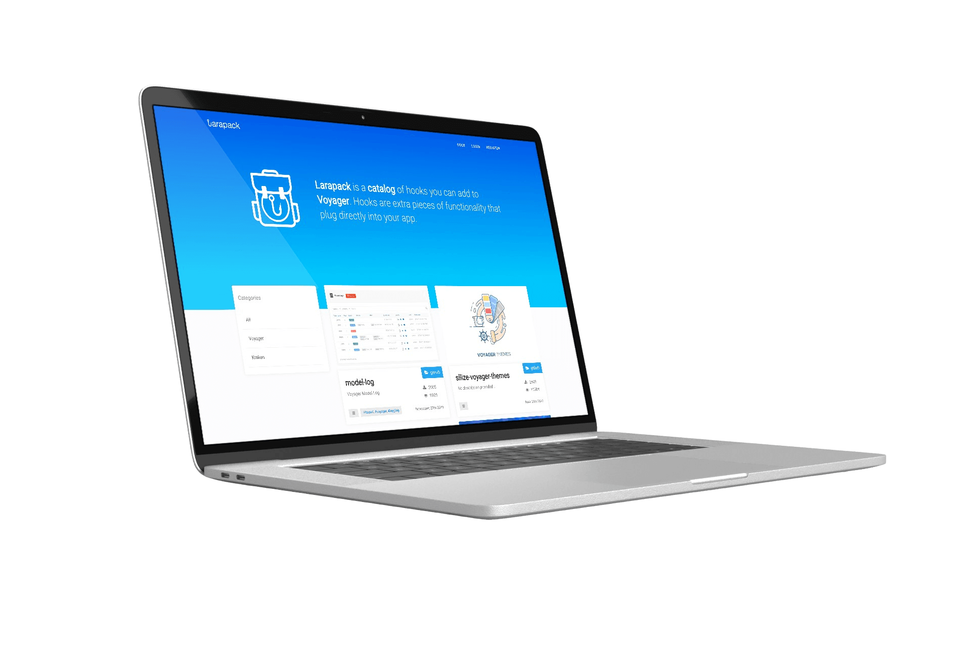 Larapack product mockup on laptop