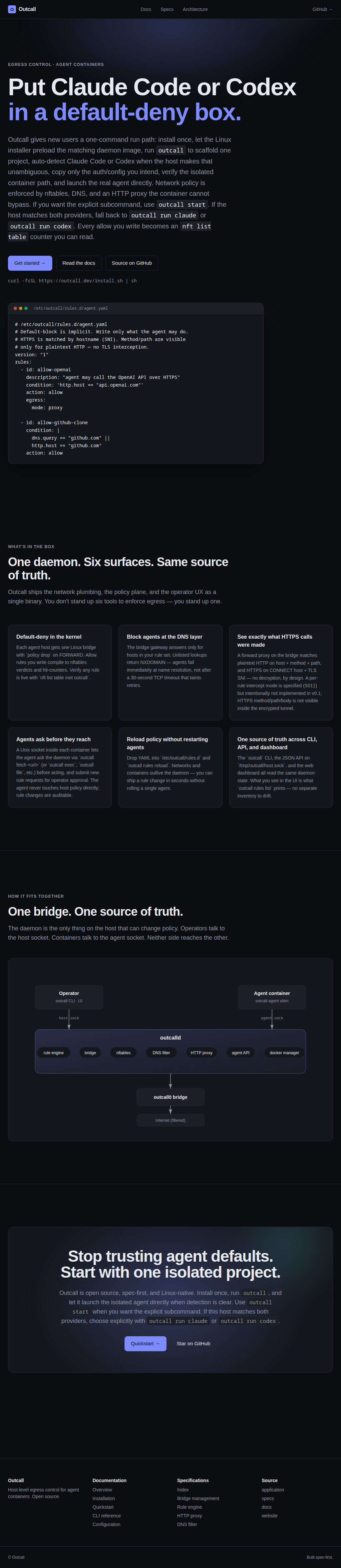 Full-height Outcall website screenshot
