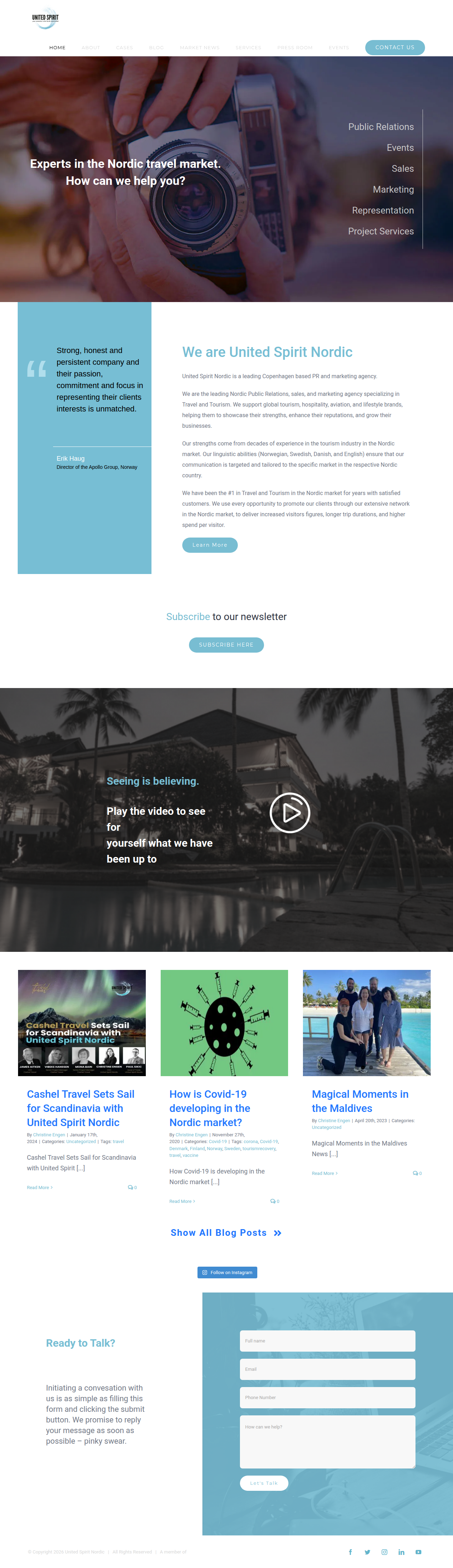Full-height United Spirit Nordic website screenshot