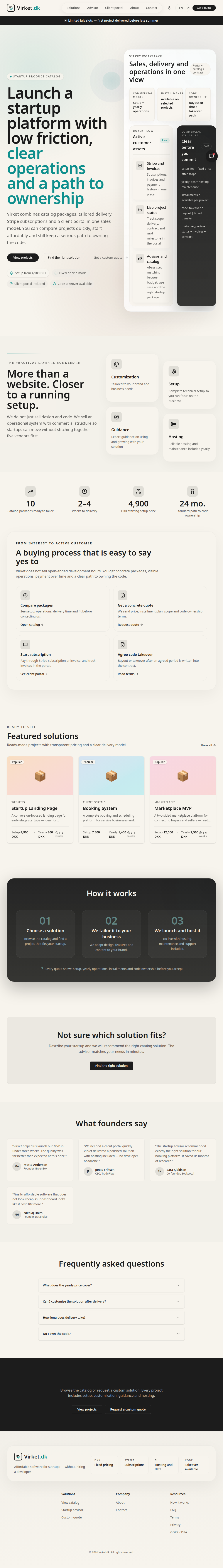 Full-height Virket landing page screenshot